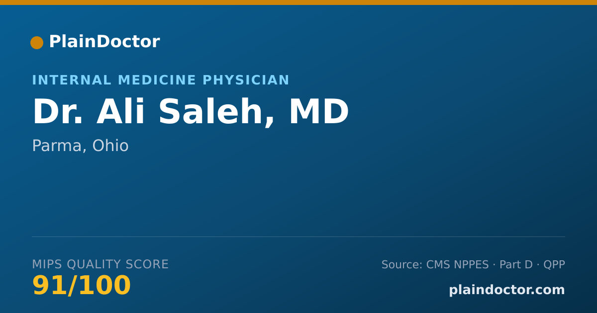 Shareable card for Ali Saleh, MD - Internal Medicine Physician, Parma, OH