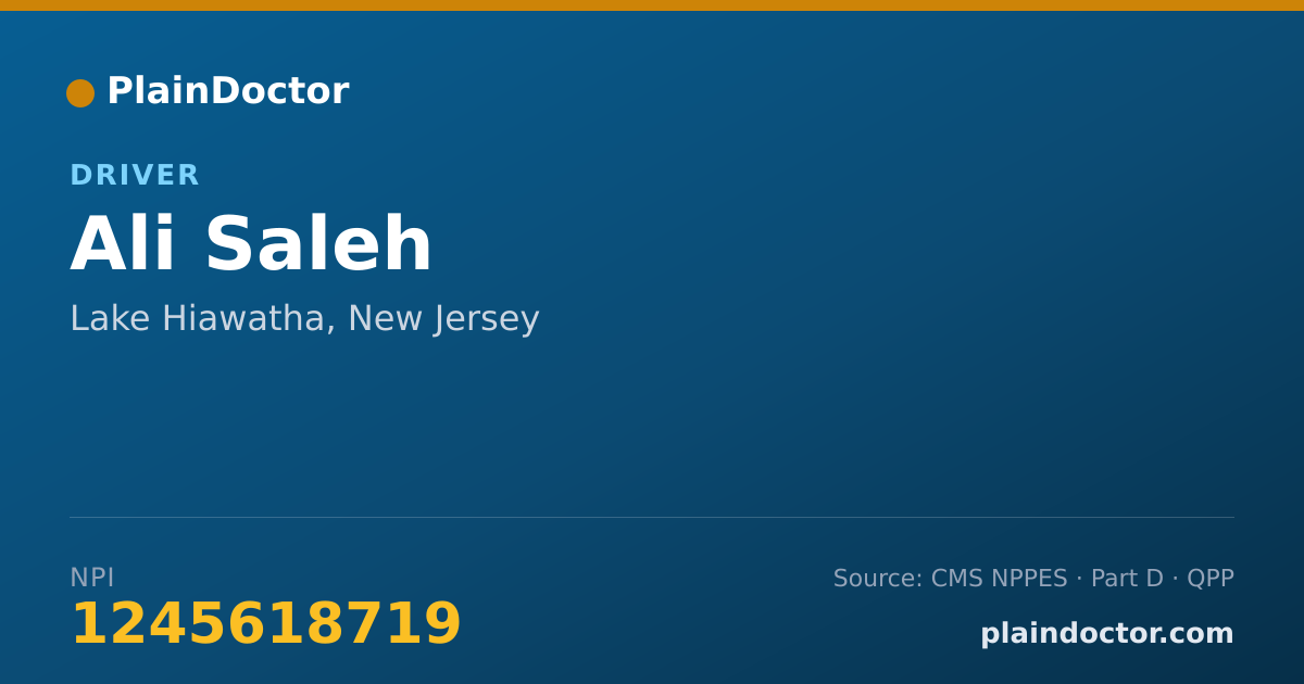 Shareable card for Ali Saleh - Driver, Lake Hiawatha, NJ