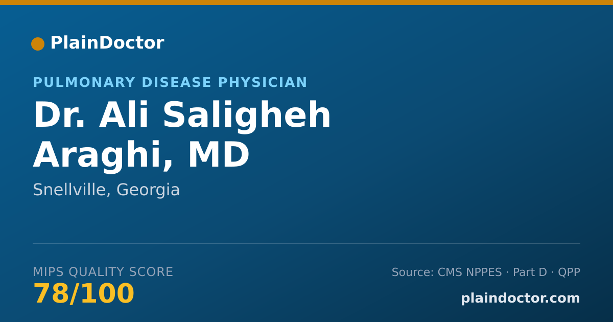 Shareable card for Ali Saligheh Araghi, MD - Pulmonary Disease Physician, Snellville, GA