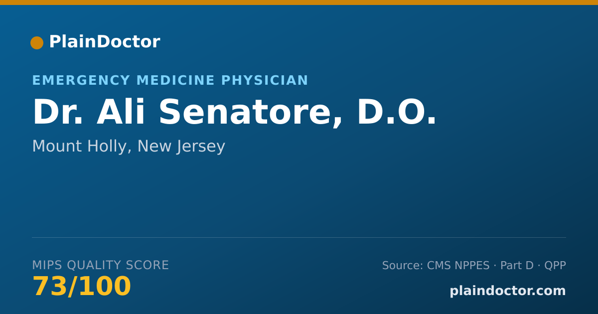 Shareable card for Ali Senatore, D.O. - Emergency Medicine Physician, Mount Holly, NJ