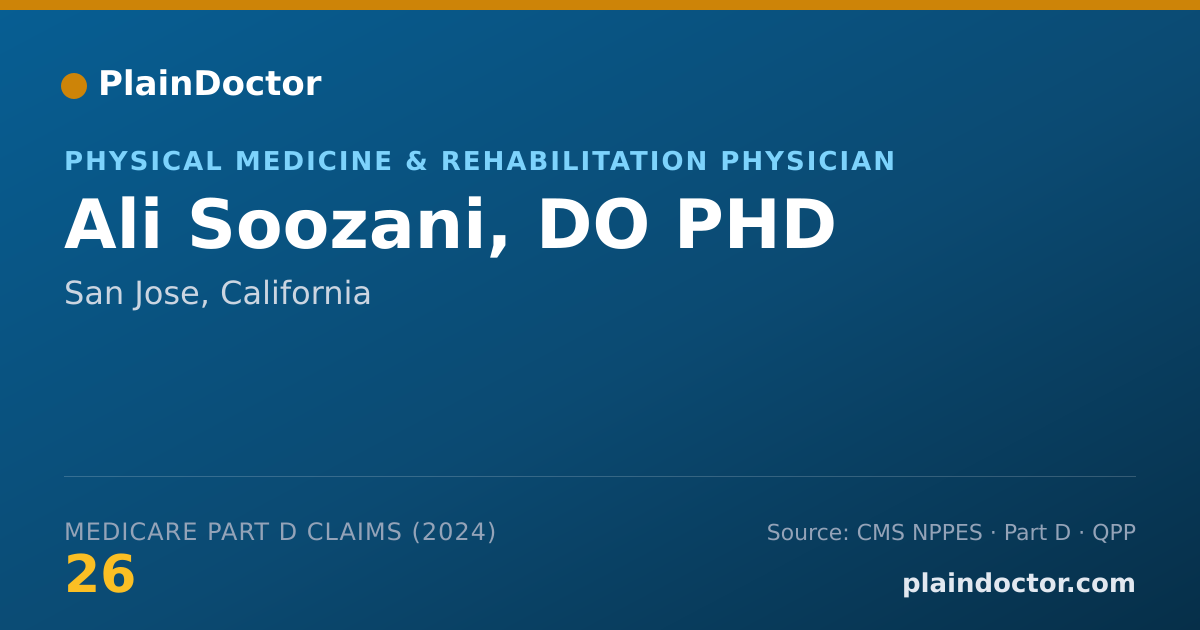 Shareable card for Ali Soozani, DO PHD - Physical Medicine & Rehabilitation Physician, San Jose, CA