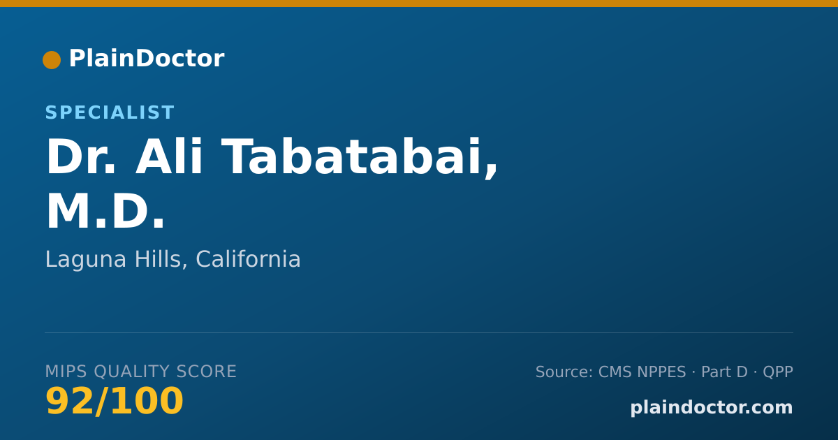 Shareable card for Ali Tabatabai, M.D. - Specialist, Laguna Hills, CA