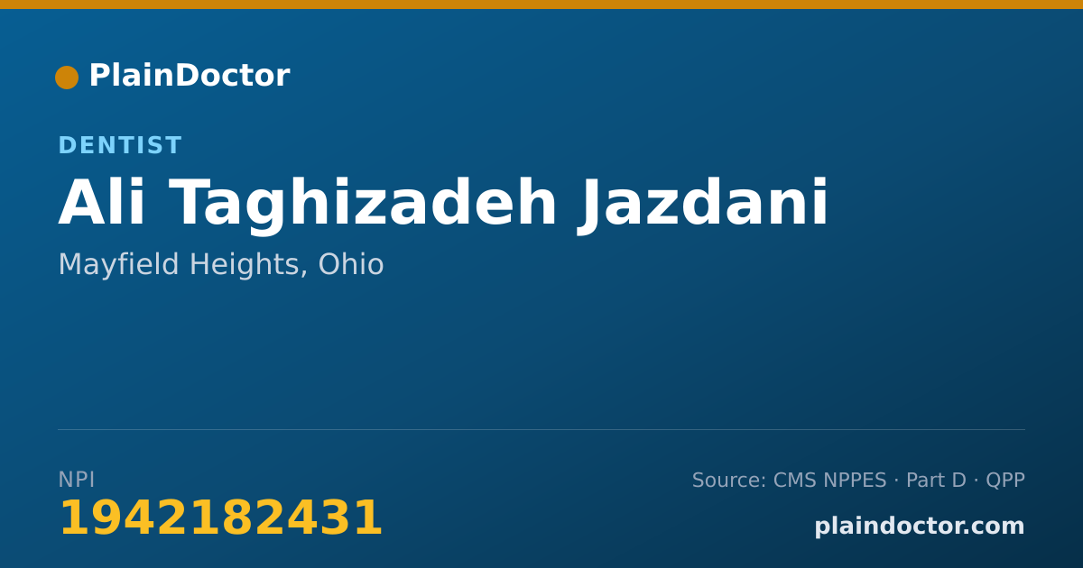 Shareable card for Ali Taghizadeh Jazdani - Dentist, Mayfield Heights, OH
