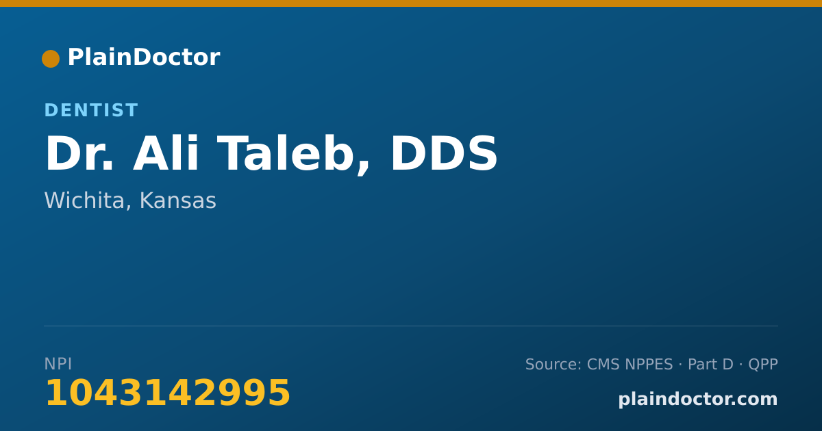 Shareable card for Ali Taleb, DDS - Dentist, Wichita, KS