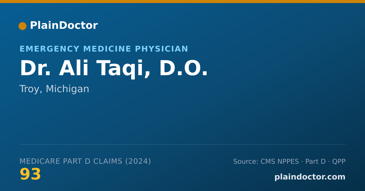 Shareable card for Ali Taqi, D.O. - Emergency Medicine Physician, Troy, MI