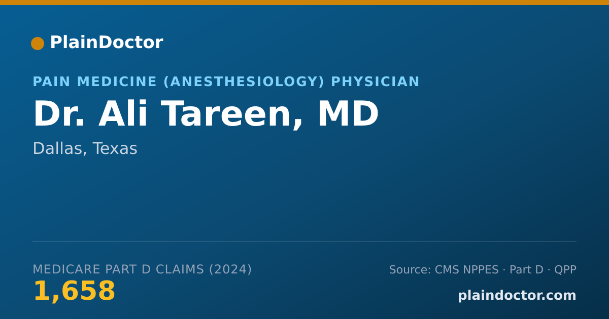 Shareable card for Ali Tareen, MD - Pain Medicine (Anesthesiology) Physician, Dallas, TX