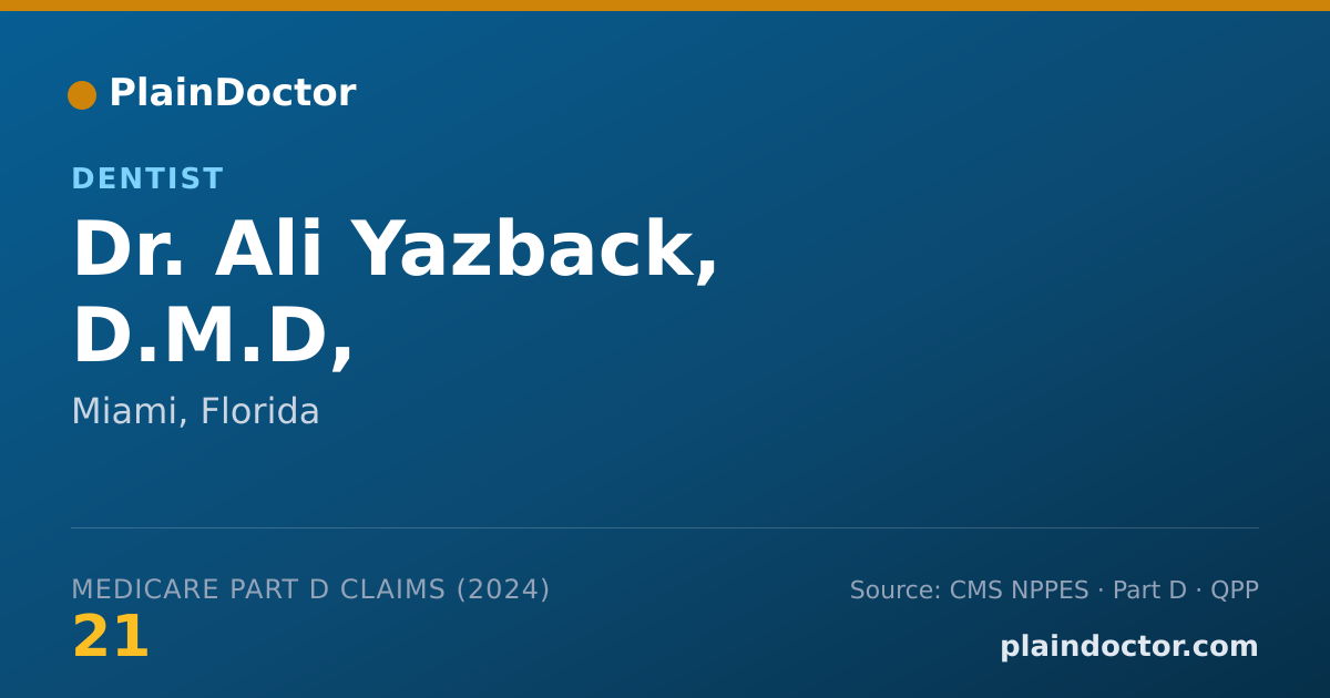 Shareable card for Ali Yazback, D.M.D, - Dentist, Miami, FL