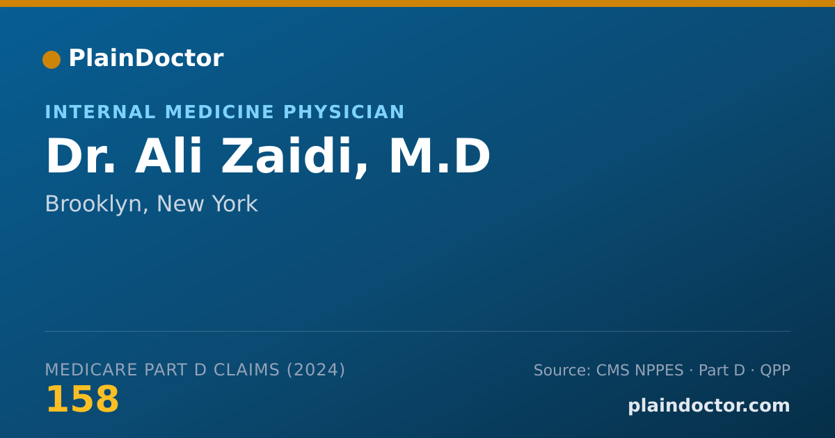 Shareable card for Ali Zaidi, M.D - Internal Medicine Physician, Brooklyn, NY