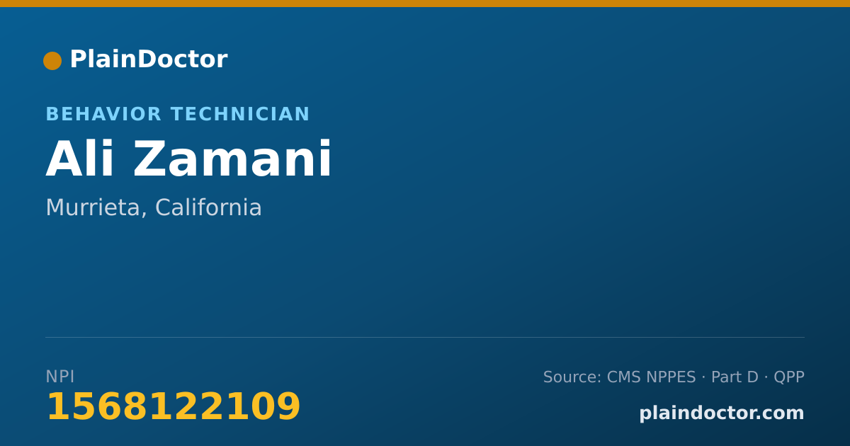 Shareable card for Ali Zamani - Behavior Technician, Murrieta, CA