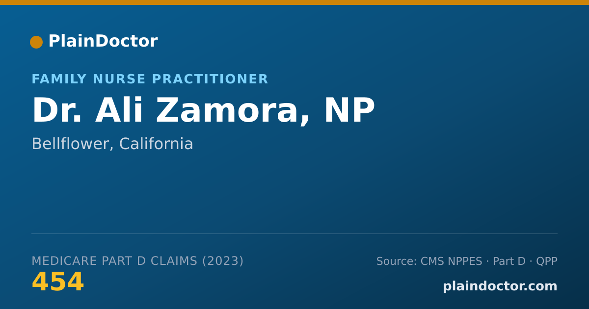 Shareable card for Ali Zamora, NP - Family Nurse Practitioner, Bellflower, CA