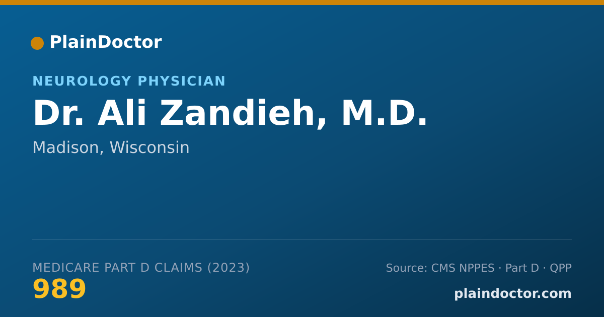 Shareable card for Ali Zandieh, M.D. - Neurology Physician, Madison, WI
