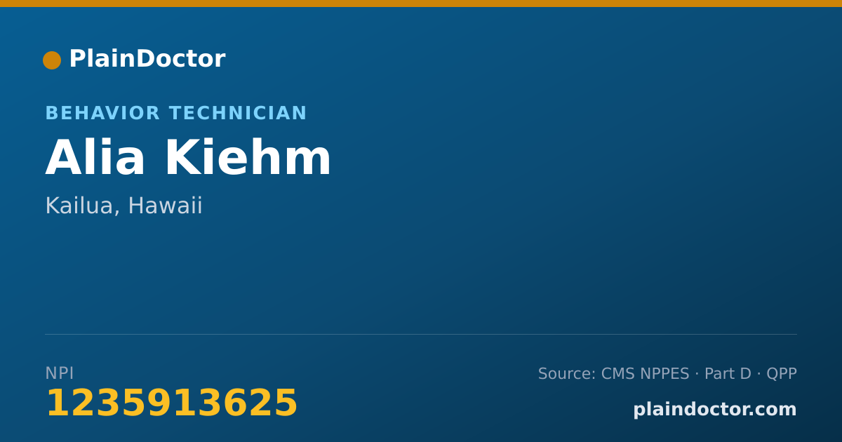 Shareable card for Alia Kiehm - Behavior Technician, Kailua, HI
