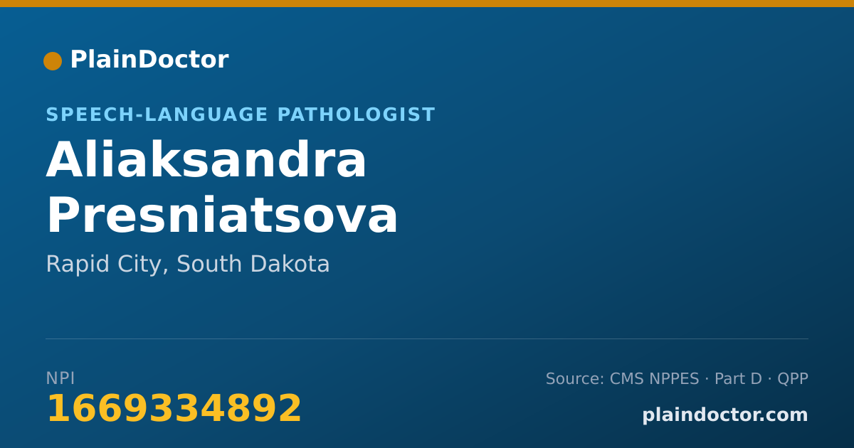 Shareable card for Aliaksandra Presniatsova - Speech-Language Pathologist, Rapid City, SD