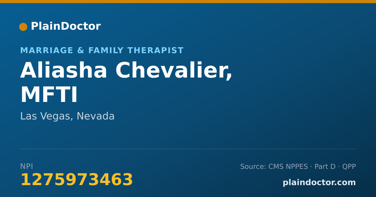Shareable card for Aliasha Chevalier, MFTI - Marriage & Family Therapist, Las Vegas, NV