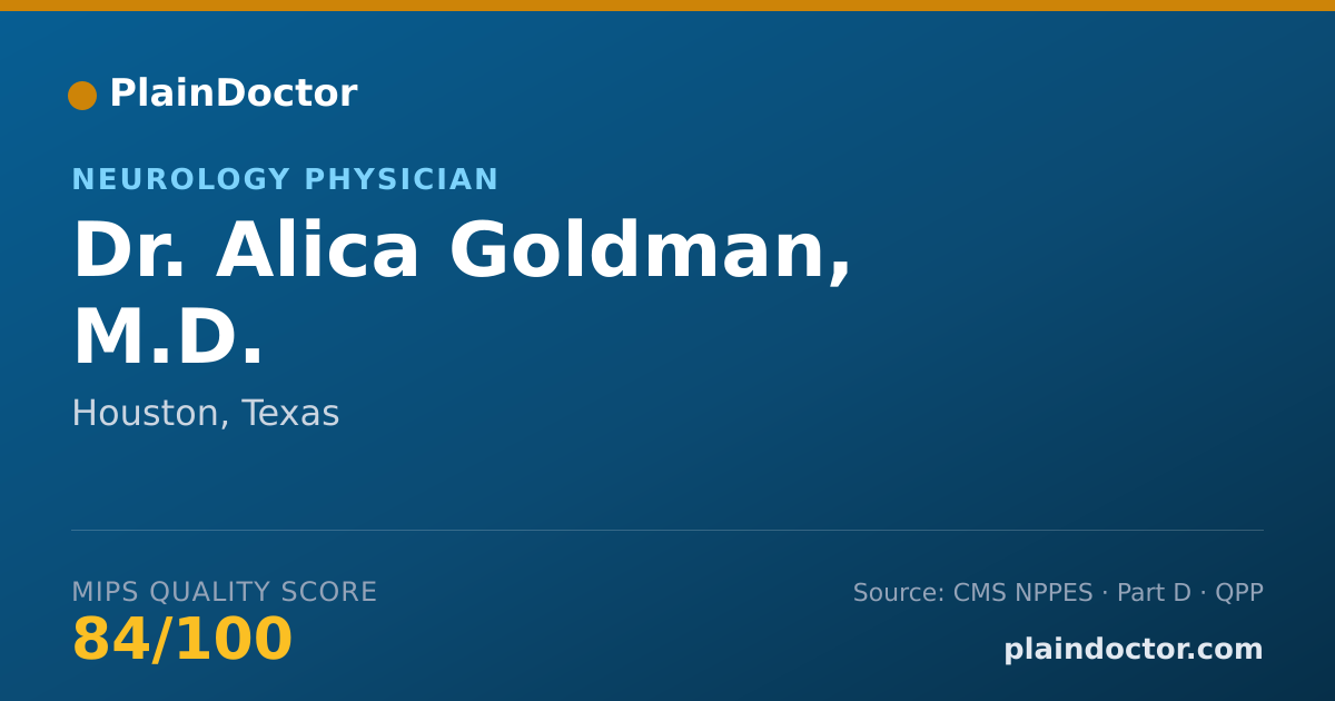Shareable card for Alica Goldman, M.D. - Neurology Physician, Houston, TX