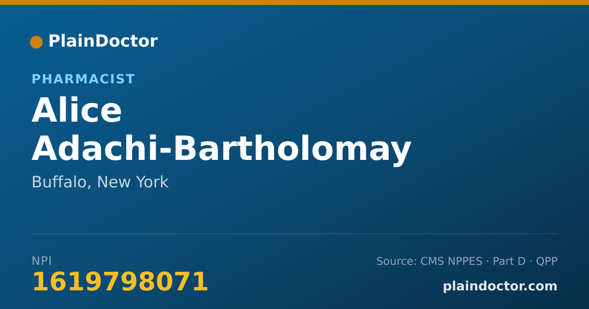 Shareable card for Alice Adachi-Bartholomay - Pharmacist, Buffalo, NY