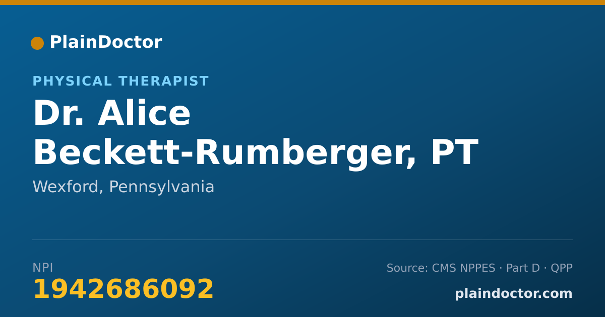 Shareable card for Alice Beckett-Rumberger, PT - Physical Therapist, Wexford, PA