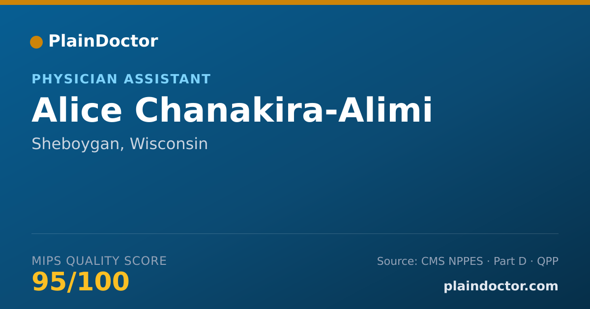 Shareable card for Alice Chanakira-Alimi - Physician Assistant, Sheboygan, WI