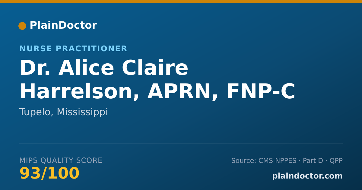 Shareable card for Alice Claire Harrelson, APRN, FNP-C - Nurse Practitioner, Tupelo, MS