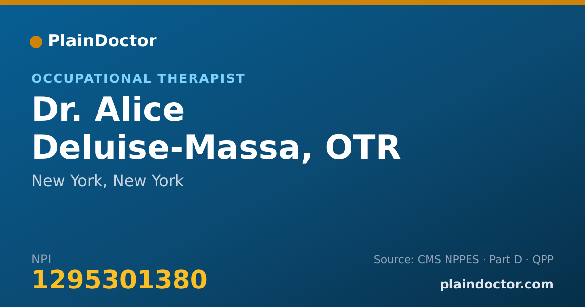 Shareable card for Alice Deluise-Massa, OTR - Occupational Therapist, New York, NY