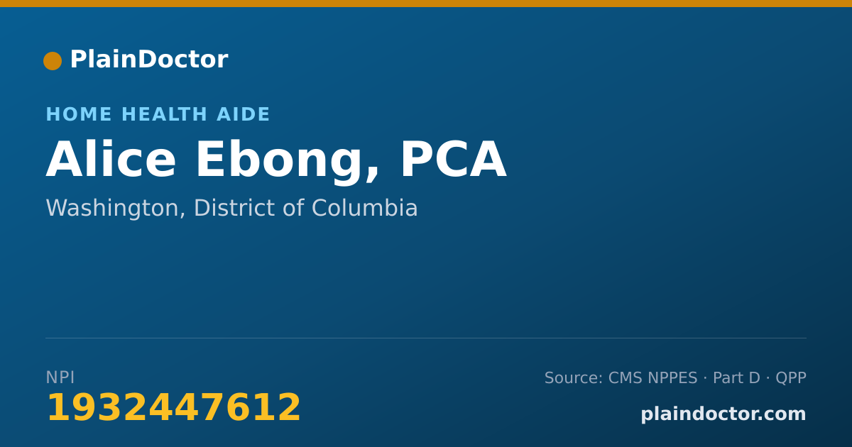 Shareable card for Alice Ebong, PCA - Home Health Aide, Washington, DC