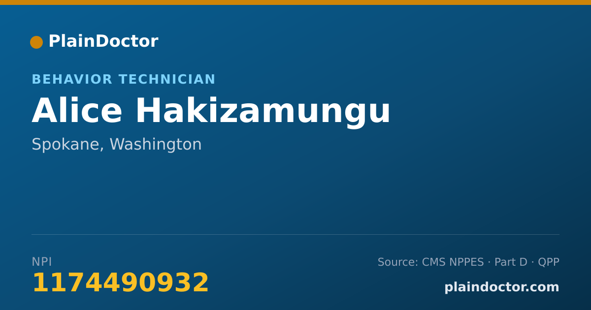 Shareable card for Alice Hakizamungu - Behavior Technician, Spokane, WA