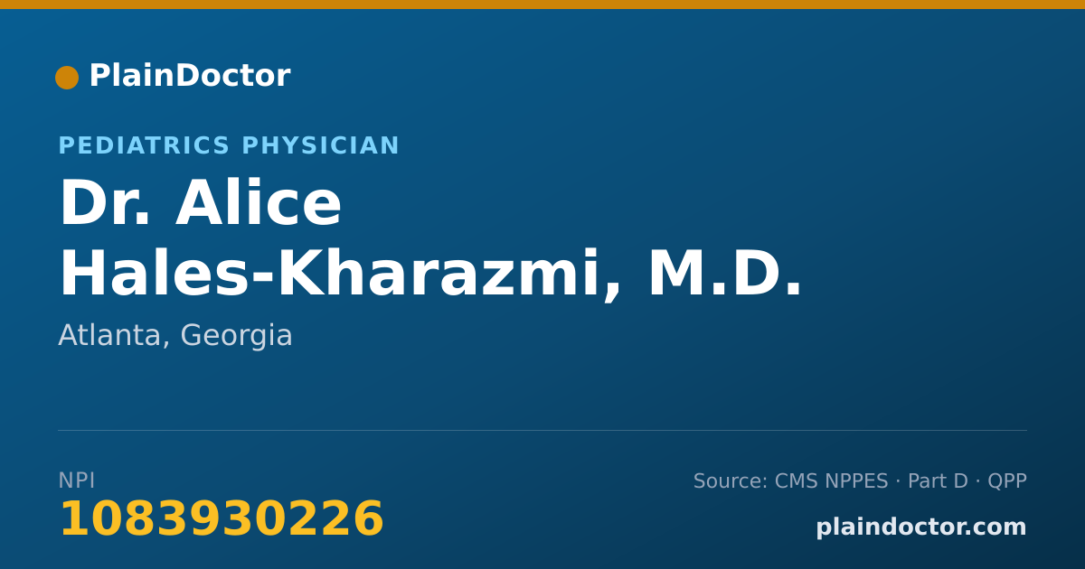 Shareable card for Alice Hales-Kharazmi, M.D. - Pediatrics Physician, Atlanta, GA