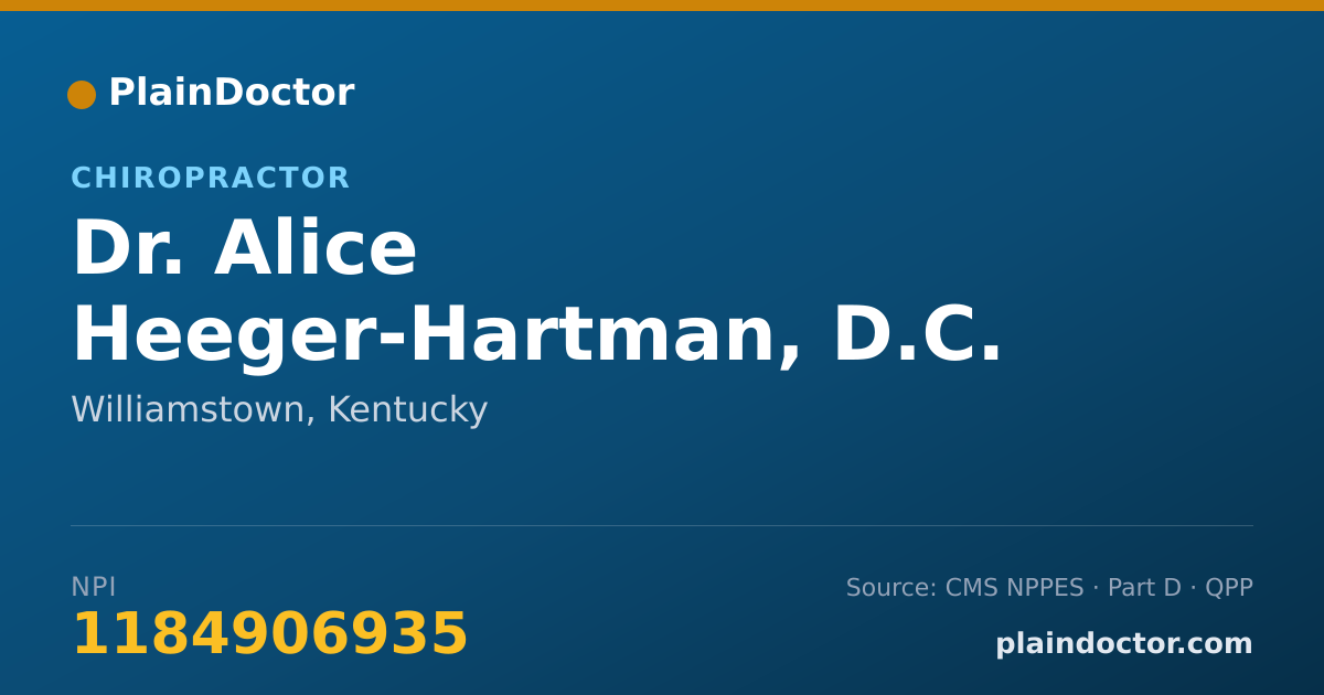 Shareable card for Alice Heeger-Hartman, D.C. - Chiropractor, Williamstown, KY