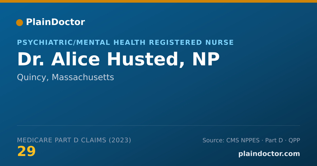 Shareable card for Alice Husted, NP - Psychiatric/Mental Health Registered Nurse, Quincy, MA