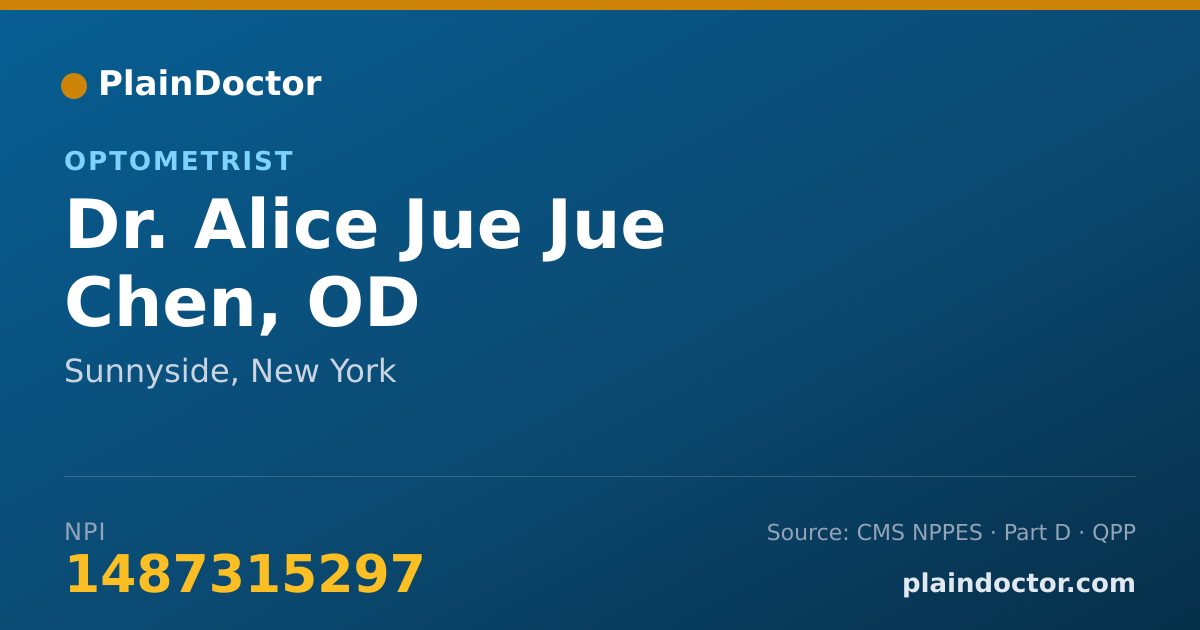 Shareable card for Alice Jue Jue Chen, OD - Optometrist, Sunnyside, NY