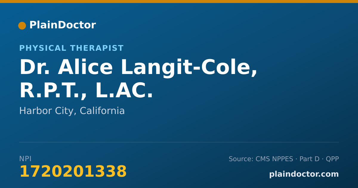 Shareable card for Alice Langit-Cole, R.P.T., L.AC. - Physical Therapist, Harbor City, CA
