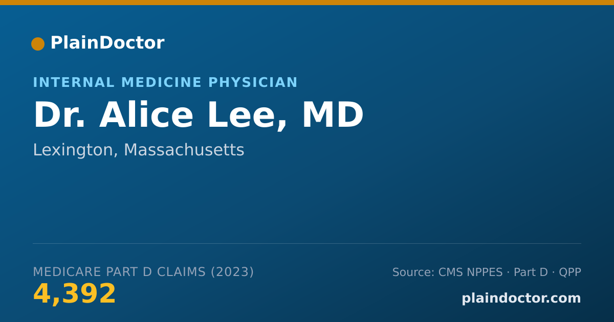 Shareable card for Alice Lee, MD - Internal Medicine Physician, Lexington, MA