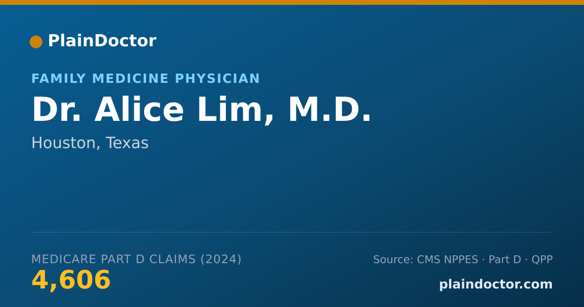 Shareable card for Alice Lim, M.D. - Family Medicine Physician, Houston, TX