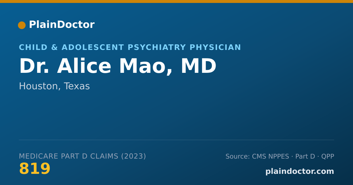 Shareable card for Alice Mao, MD - Child & Adolescent Psychiatry Physician, Houston, TX