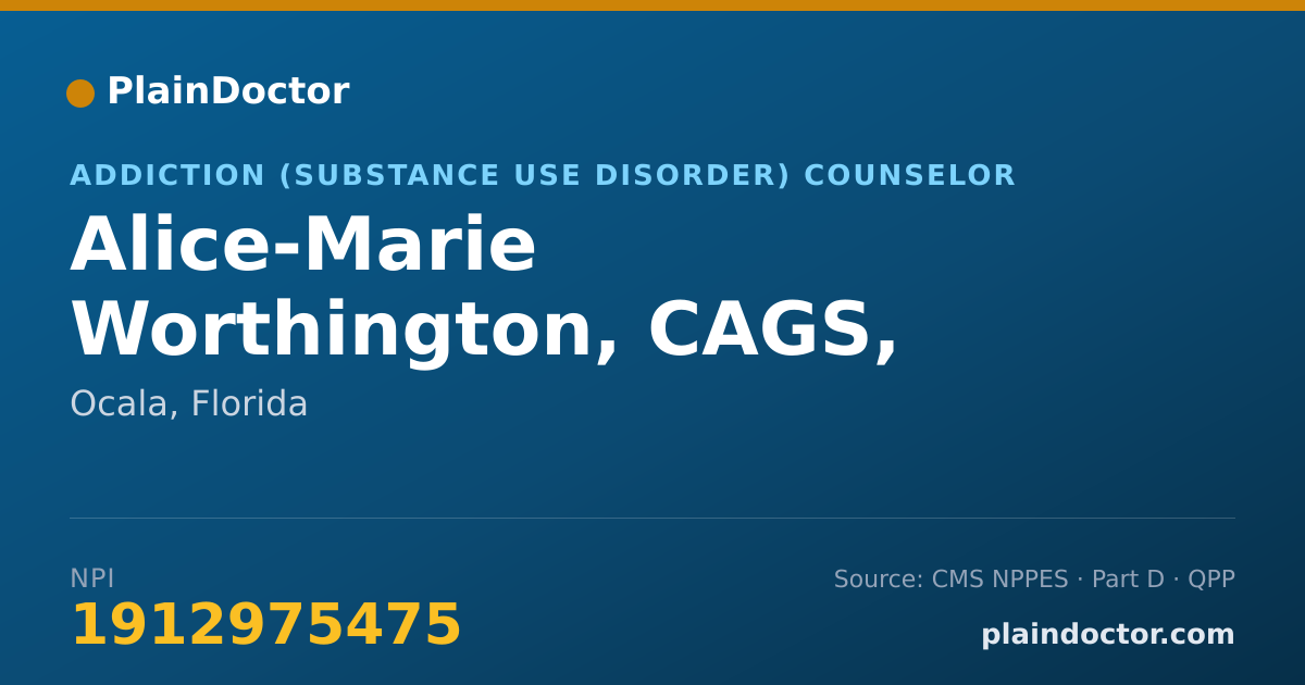 Shareable card for Alice-Marie Worthington, CAGS, MAEP, NAFC - Addiction (Substance Use Disorder) Counselor, Ocala, FL