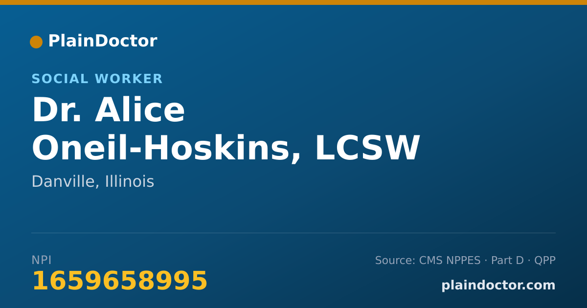 Shareable card for Alice Oneil-Hoskins, LCSW - Social Worker, Danville, IL