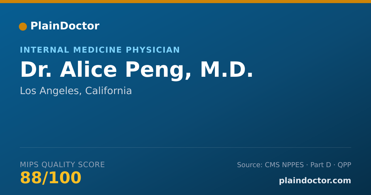 Shareable card for Alice Peng, M.D. - Internal Medicine Physician, Los Angeles, CA