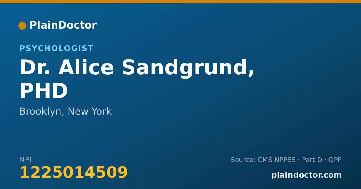 Shareable card for Alice Sandgrund, PHD - Psychologist, Brooklyn, NY