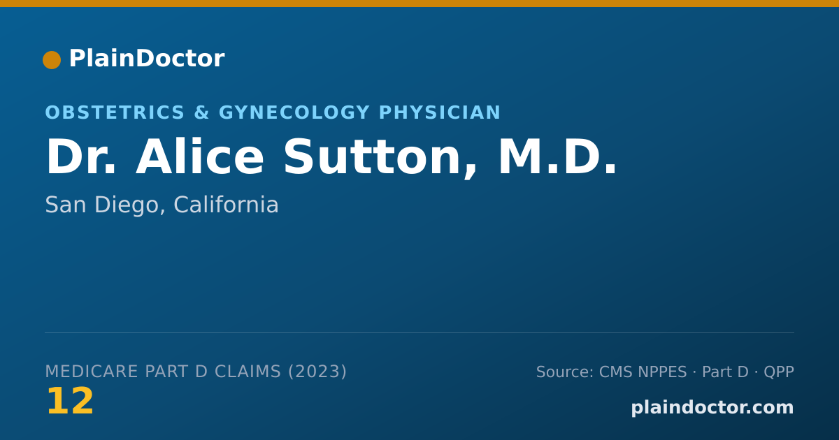 Shareable card for Alice Sutton, M.D. - Obstetrics & Gynecology Physician, San Diego, CA