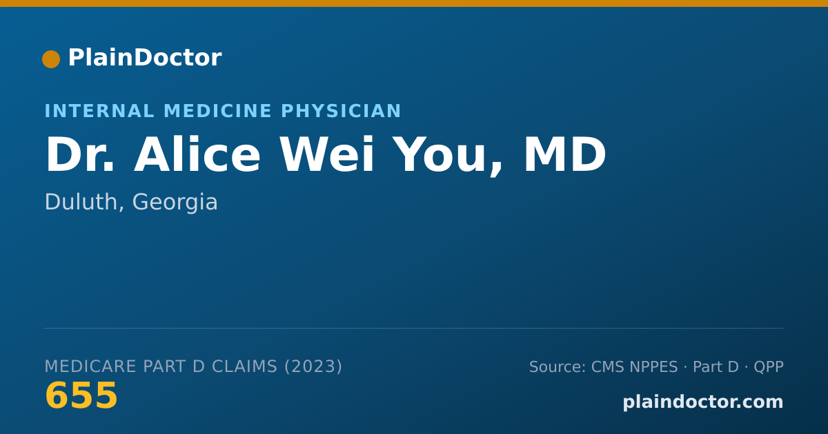Shareable card for Alice Wei You, MD - Internal Medicine Physician, Duluth, GA