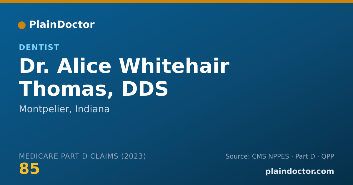 Shareable card for Alice Whitehair Thomas, DDS - Dentist, Montpelier, IN