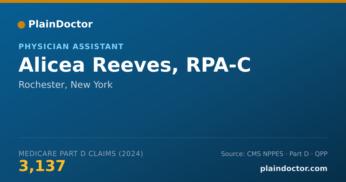 Shareable card for Alicea Reeves, RPA-C - Physician Assistant, Rochester, NY