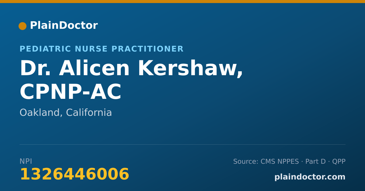 Shareable card for Alicen Kershaw, CPNP-AC - Pediatric Nurse Practitioner, Oakland, CA