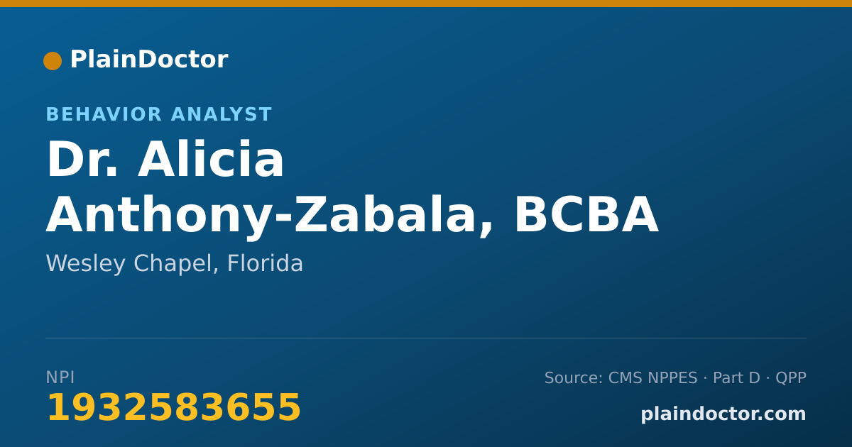 Shareable card for Alicia Anthony-Zabala, BCBA - Behavior Analyst, Wesley Chapel, FL