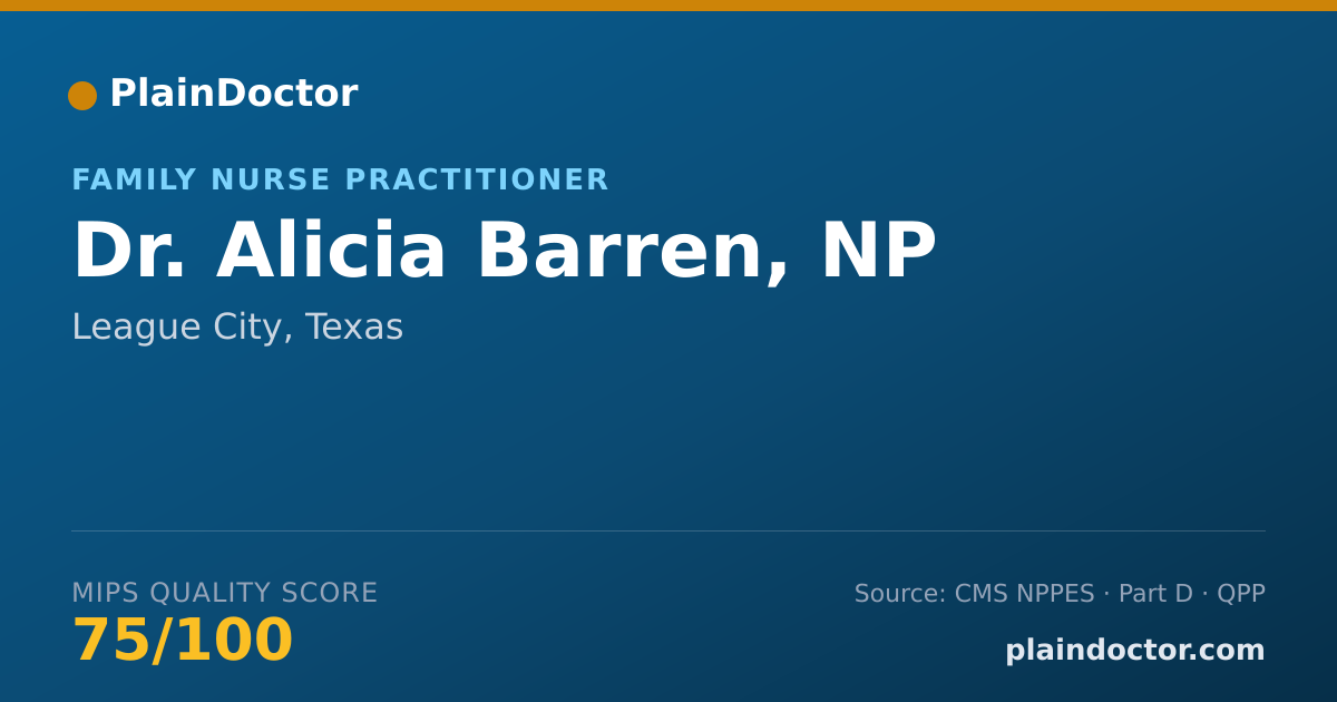 Shareable card for Alicia Barren, NP - Family Nurse Practitioner, League City, TX