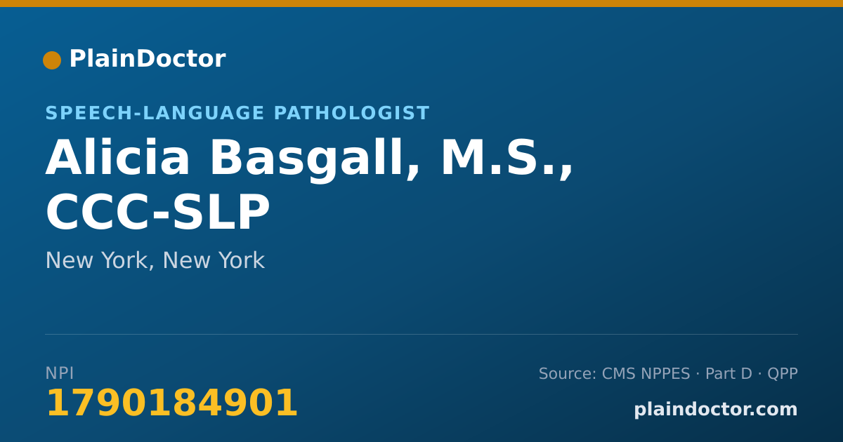 Shareable card for Alicia Basgall, M.S., CCC-SLP - Speech-Language Pathologist, New York, NY