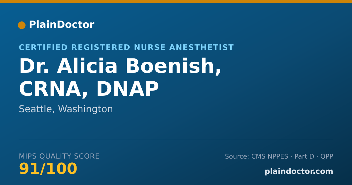 Shareable card for Alicia Boenish, CRNA, DNAP - Certified Registered Nurse Anesthetist, Seattle, WA