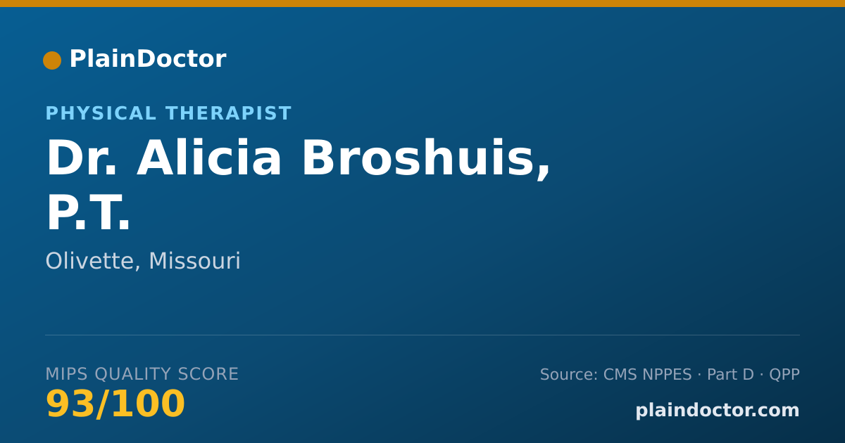 Shareable card for Alicia Broshuis, P.T. - Physical Therapist, Olivette, MO