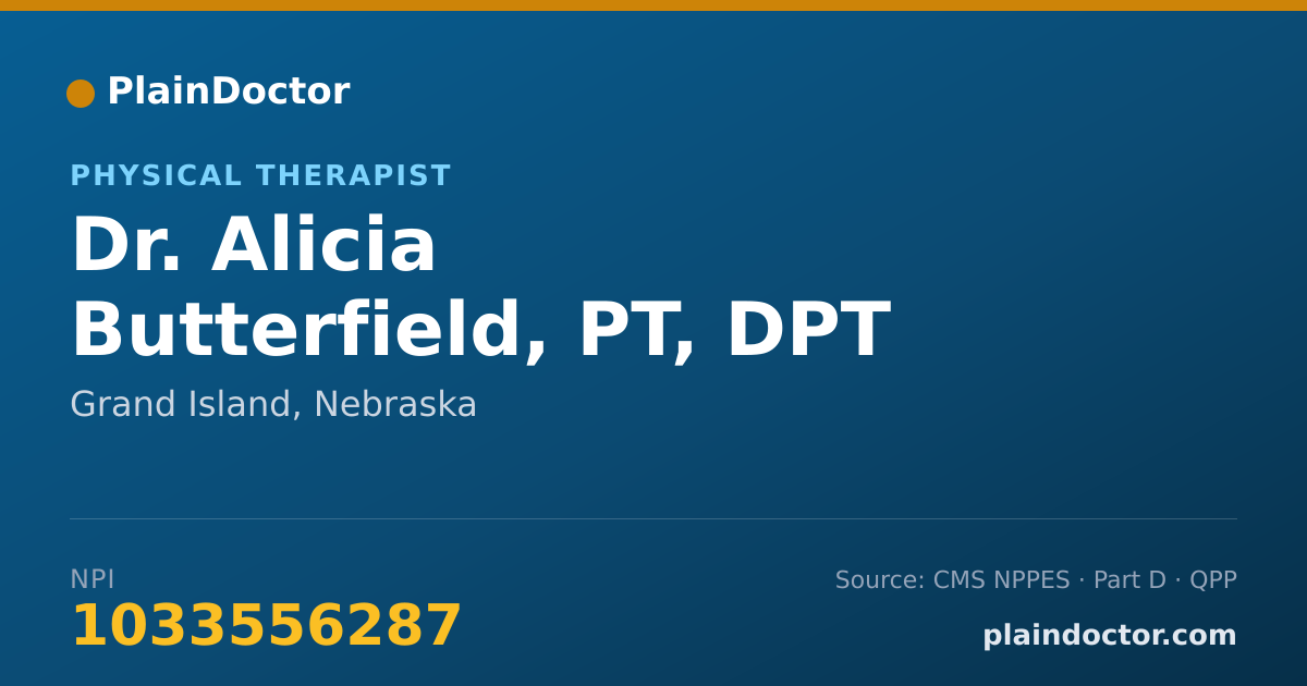 Shareable card for Alicia Butterfield, PT, DPT - Physical Therapist, Grand Island, NE