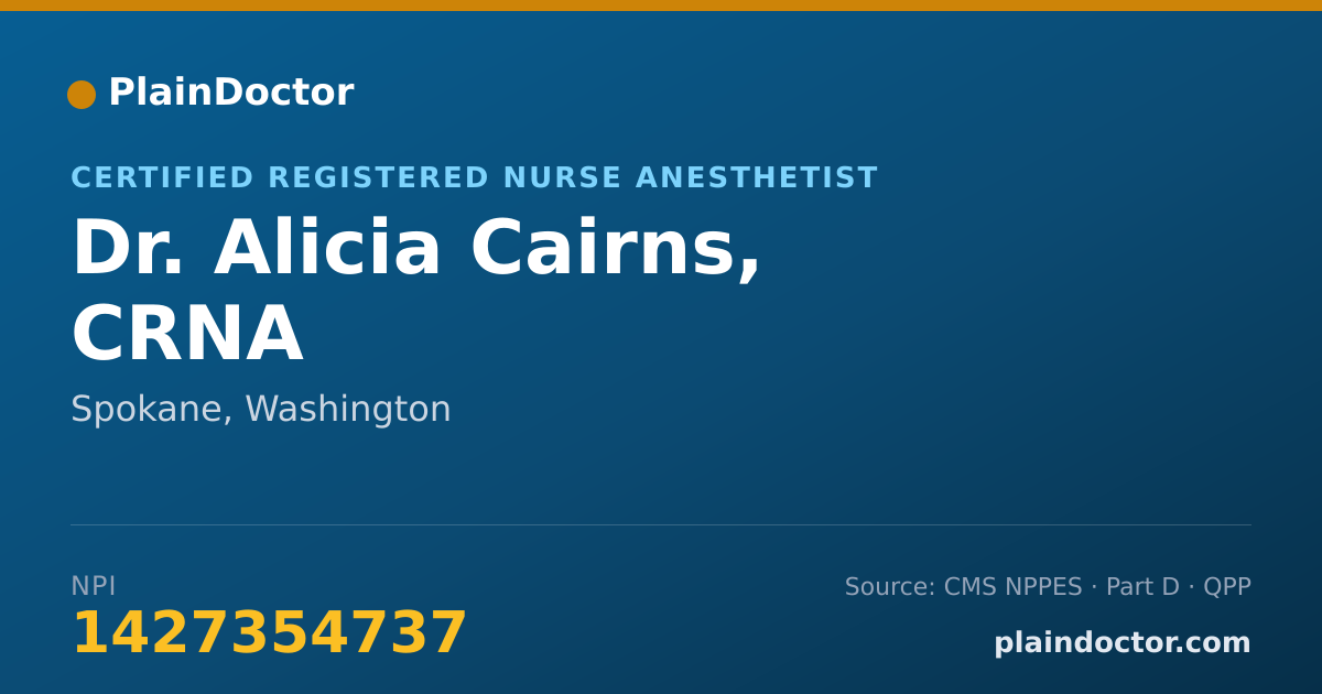 Shareable card for Alicia Cairns, CRNA - Certified Registered Nurse Anesthetist, Spokane, WA